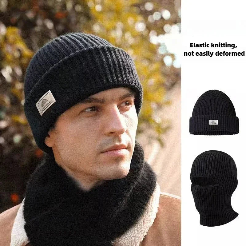 Gorro pasamontañas 2 en 1 de invierno, tejido y cálido, a prueba de viento, cubrecara completo, para esquí, ciclismo, táctico y orejeras.