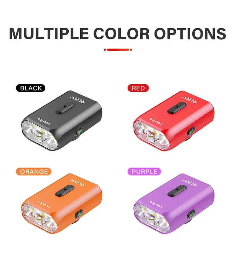 Luz para bicicleta TOWILD BL900 de montaje doble con haz concentrado y amplio (1100 lm), recargable, para seguridad diurna e iluminación nocturna.