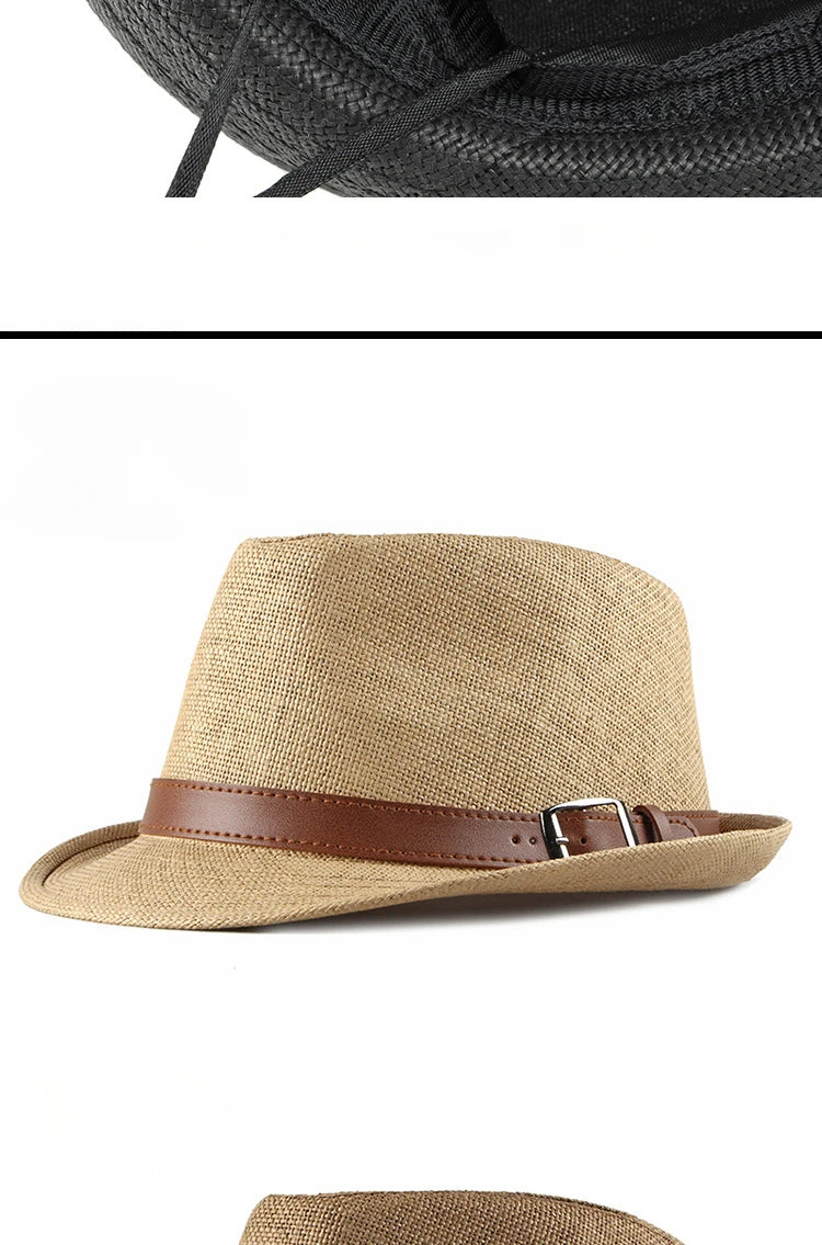 Sombrero de paja de verano para hombre, sombrero de moda coreana para mujer, visera solar, sombrero de jazz retro británico para caballero