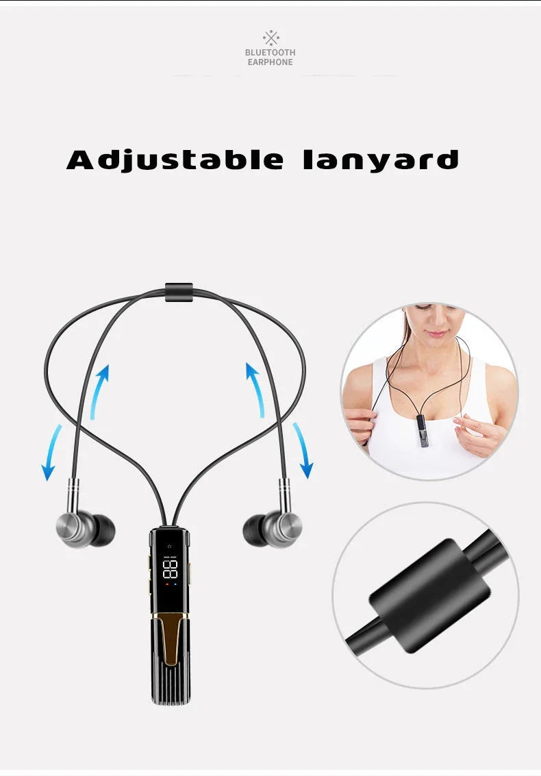 Wireless Headphones Bluetooth Neckband Earphones Big Battery Sport Running TWS Earbuds Waterproof Bluetooth5.2 Headset With Mic