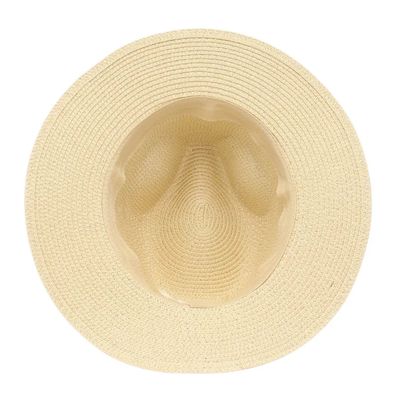 Sombrero de paja de verano, sombrero Panamá, sombrero de paja tejido, regalo, sombrero de jazz transpirable para ocio, sombrero de paja de estilo europeo y americano, gorra de playa.
