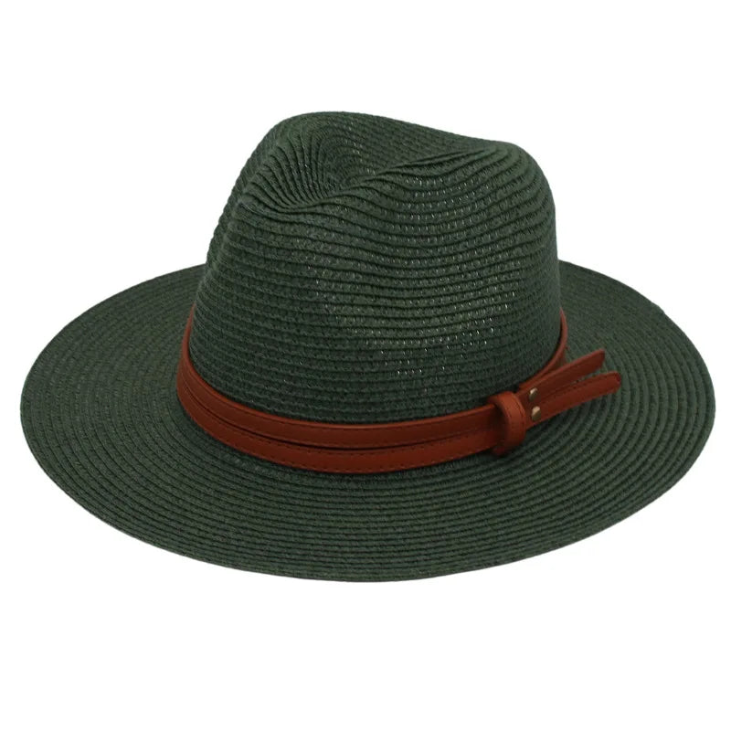 Sombrero de paja de verano, sombrero Panamá, sombrero de paja tejido, regalo, sombrero de jazz transpirable para ocio, sombrero de paja de estilo europeo y americano, gorra de playa.