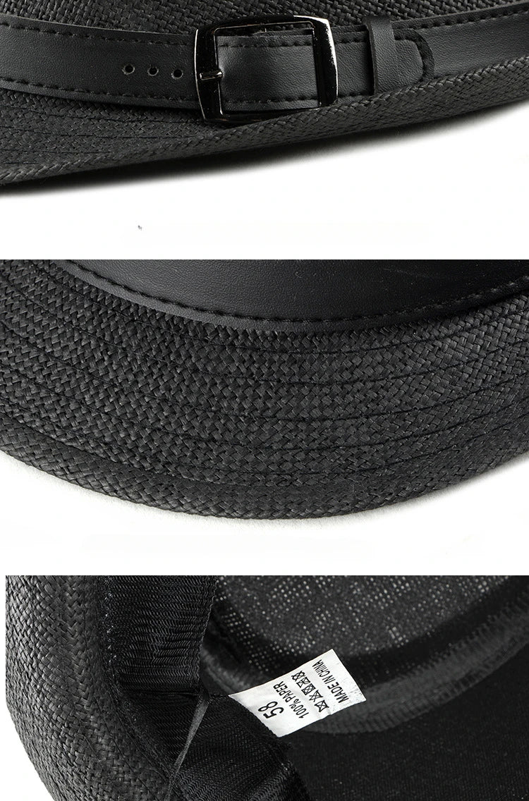 Sombrero de paja de verano para hombre, sombrero de moda coreana para mujer, visera solar, sombrero de jazz retro británico para caballero