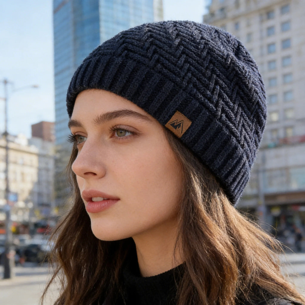 Gorro de invierno unisex con etiqueta, gorro de punto de moda para hombres y mujeres, gorro tipo beanie, gorro deportivo cálido con forro de felpa para exteriores