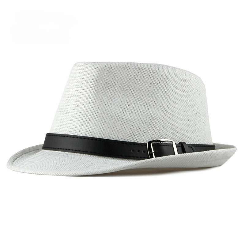 Sombrero de paja de verano para hombre, sombrero de moda coreana para mujer, visera solar, sombrero de jazz retro británico para caballero