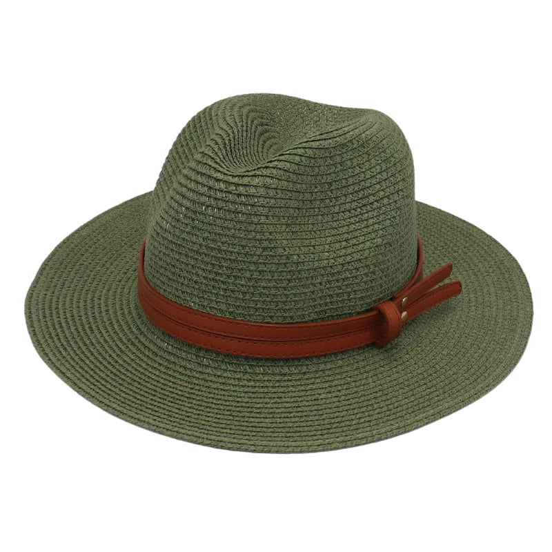 Sombrero de paja de verano, sombrero Panamá, sombrero de paja tejido, regalo, sombrero de jazz transpirable para ocio, sombrero de paja de estilo europeo y americano, gorra de playa.